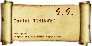 Iszlai Ildikó névjegykártya